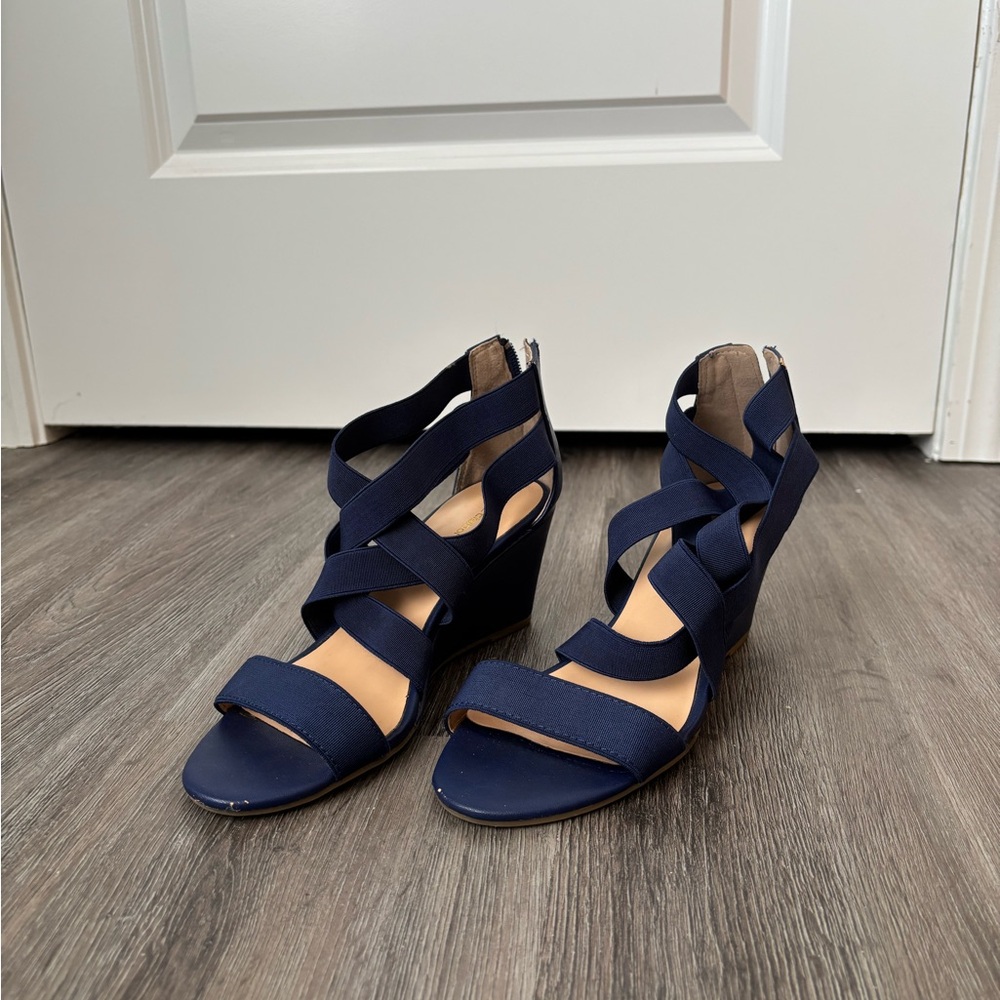 Liz Claiborne Blue Wedge Sandals